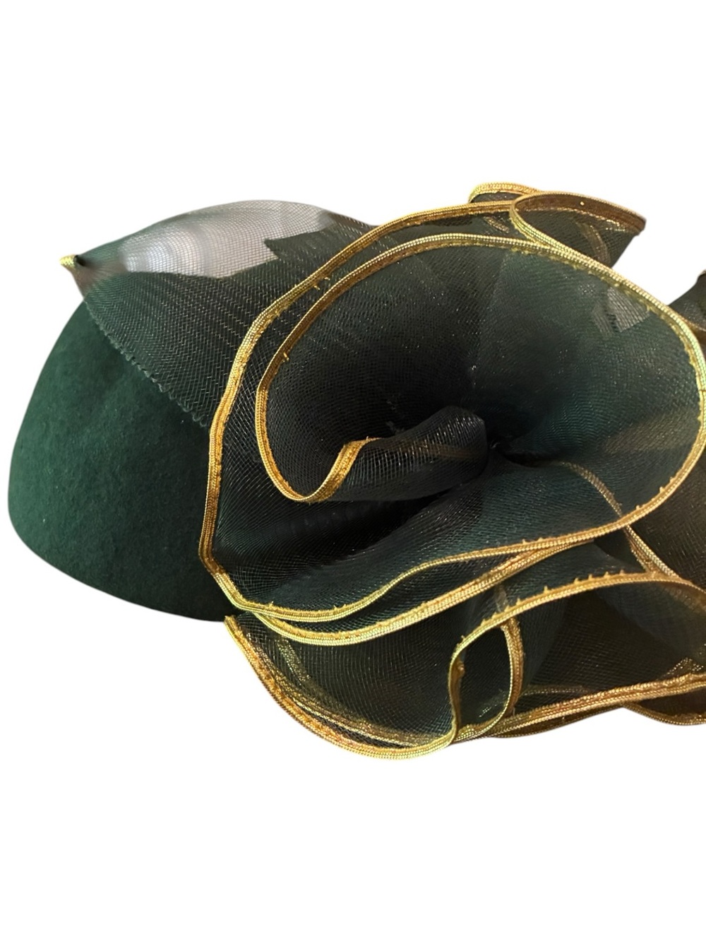 Vintage F&M Hat Co. Emerald Green 100% Wool Fascinator - WPL 4384 Made in USA - Picture 5 of 9